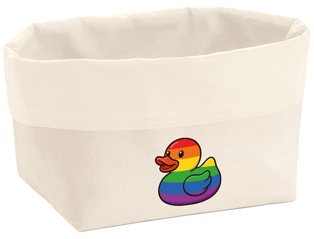 Huuraa Organizer Quietscheente LGBTQ Pride Comic Gummiente 3 Liter Medium Canvas Baumwolle Utensilo Geschenkidee