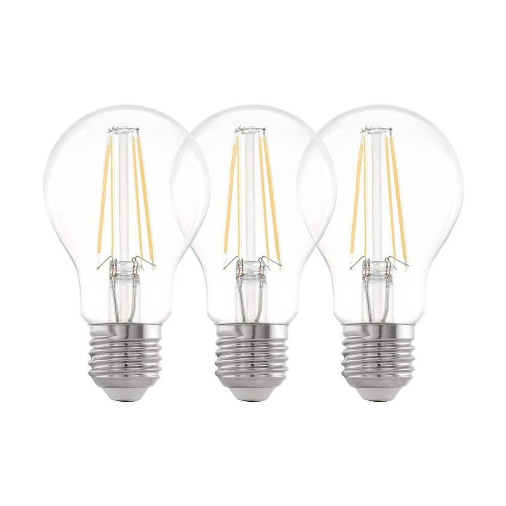 EGLO 12808 3 PACK LED-Lampe, Birnenform, Sockel E27, 6,5 Watt, Warmweiß, 2700 K,