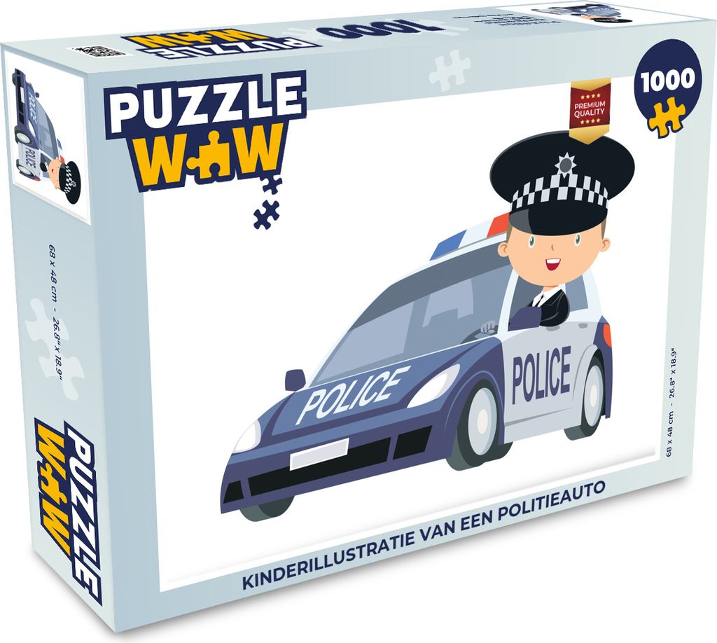MuchoWow Puzzle 1000 Teile Illustration eines Polizeiautos für Kinder - Erwachsene - Rätsel