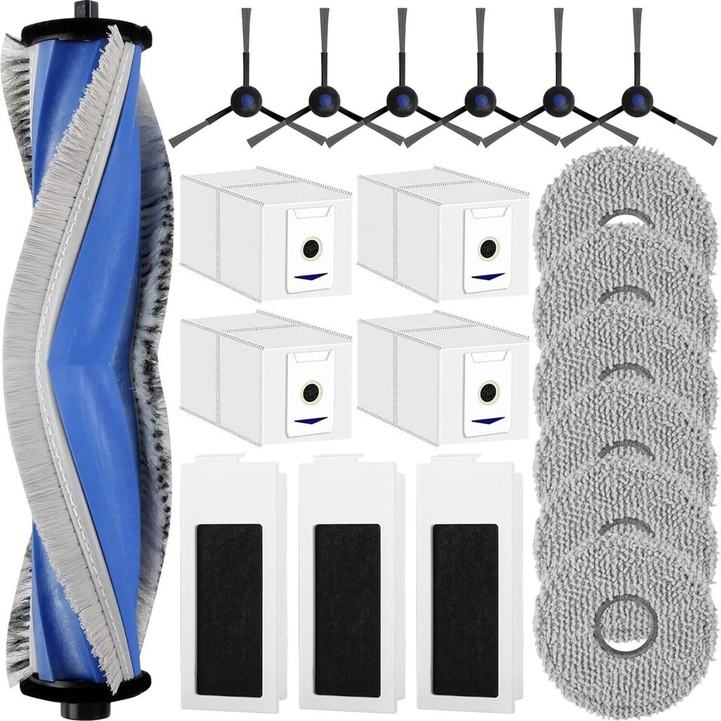 20 Stück Zubehörset für ECOVACS DEEBOT T30 PRO Omni / T30 Omni / T30 Max Saugroboter, 1 Gummi-Hauptbürste 4 Staubbeutel 6 Wischtücher 3 Filter...