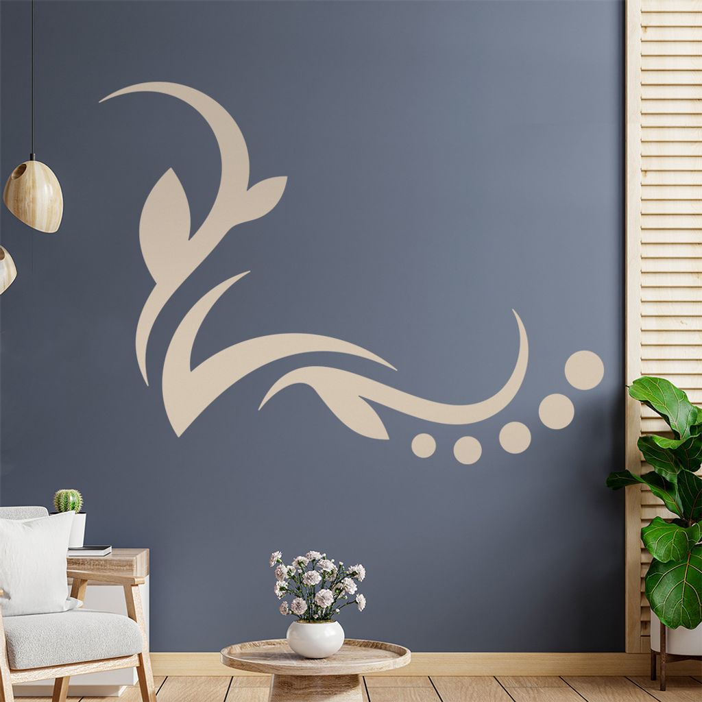 Blätter - Linien Punkte Wandtattoo in 6 Größen - Wandaufkleber Wall Sticker - Dekoration, Küche, Wohnzimmer, Schlafzimmer, Badezimmer