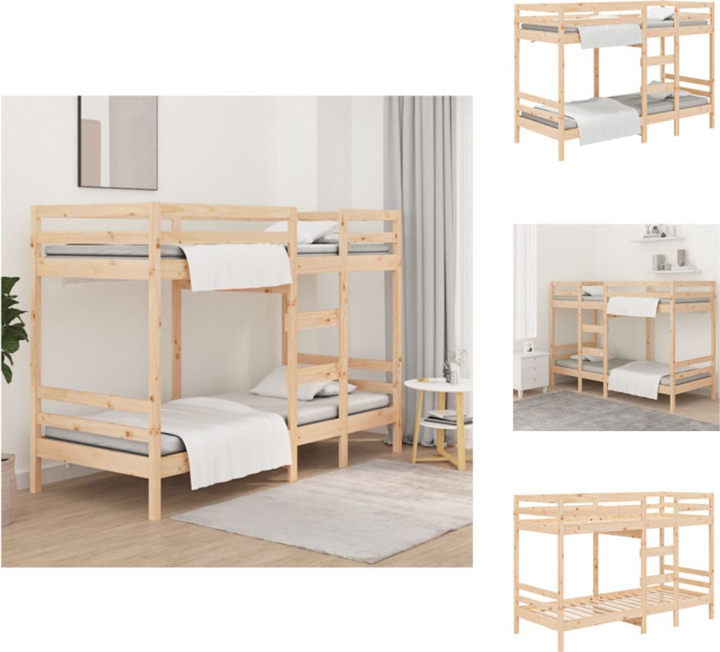 vidaXL Etagenbett 90x200 cm Massivholz Kiefer -  Betten & Produktbild 
