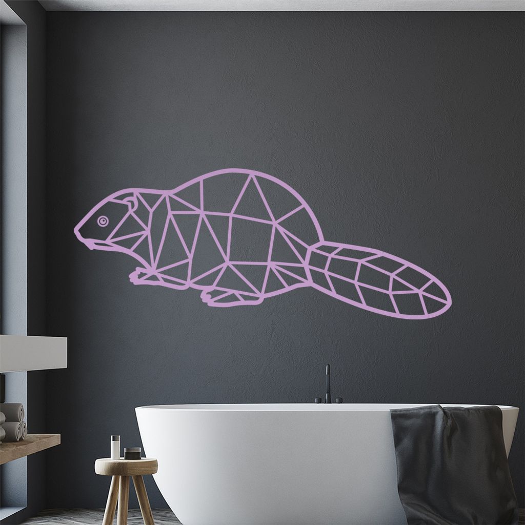 Biber Polygon Wandtattoo Wandaufkleber Wall Sticker - Dekoration, Küche, Wohnzimmer, Schlafzimmer, Badezimmer