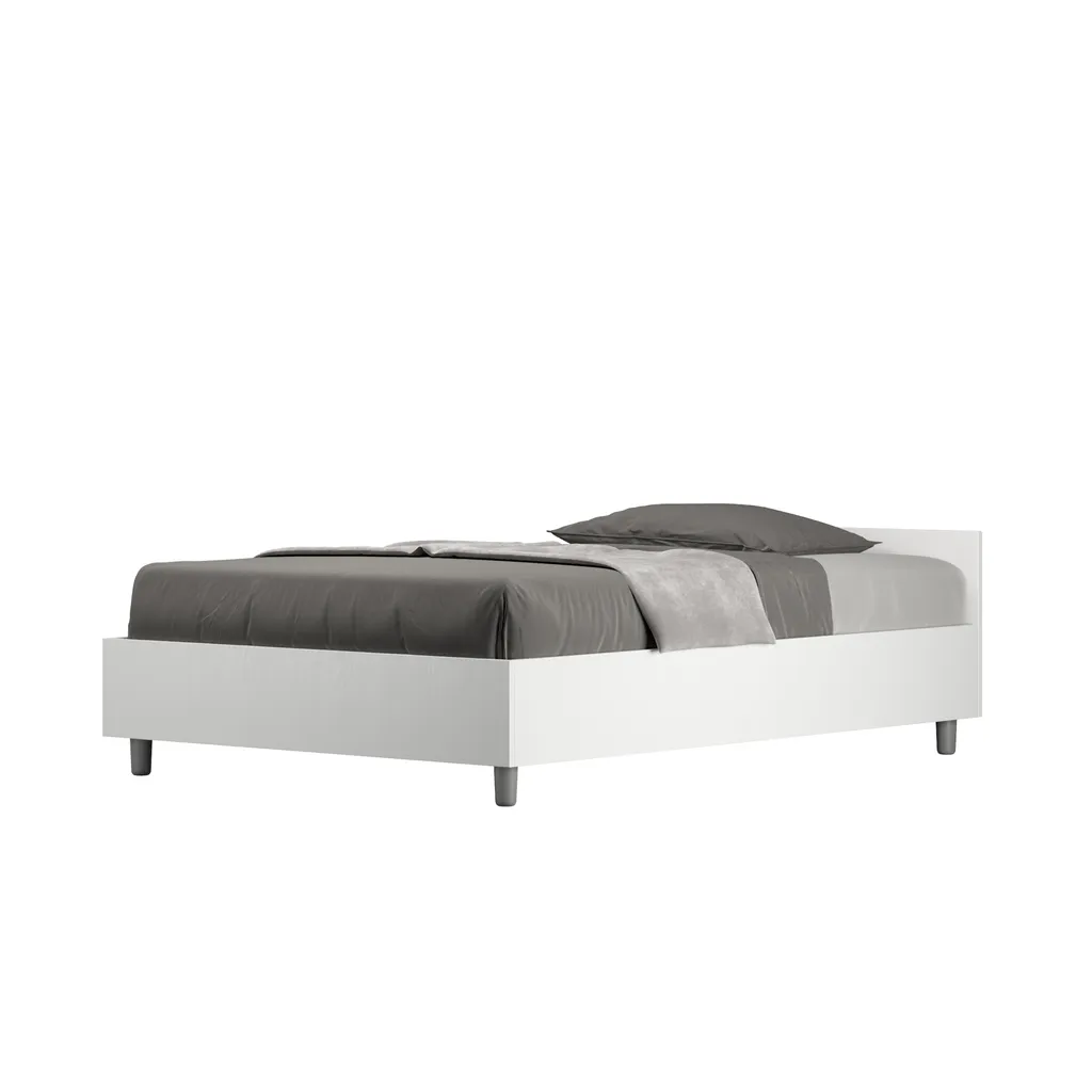 ITYHOME Nuamo Lit 1 place et demi 120x190 sans sommier frêne blanc