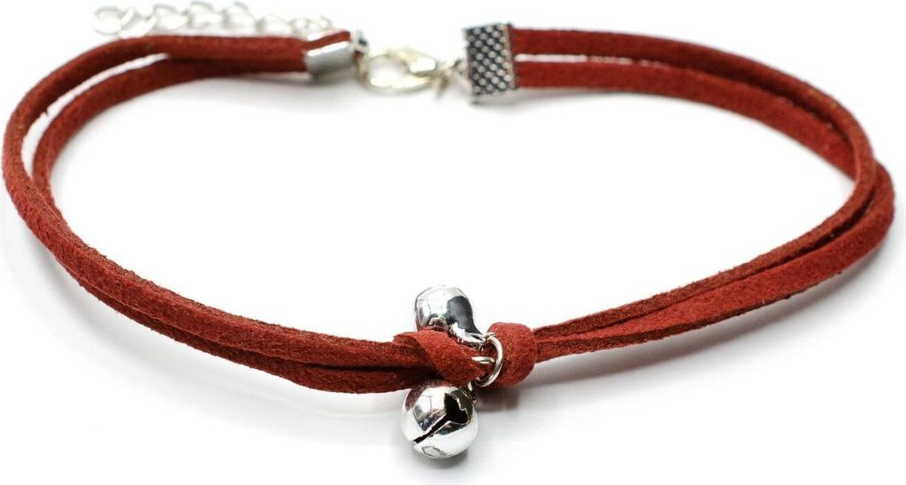 Glöckchen Fußkettchen Fußkette Miniblings Festival Kette Band Rotbraun Silber