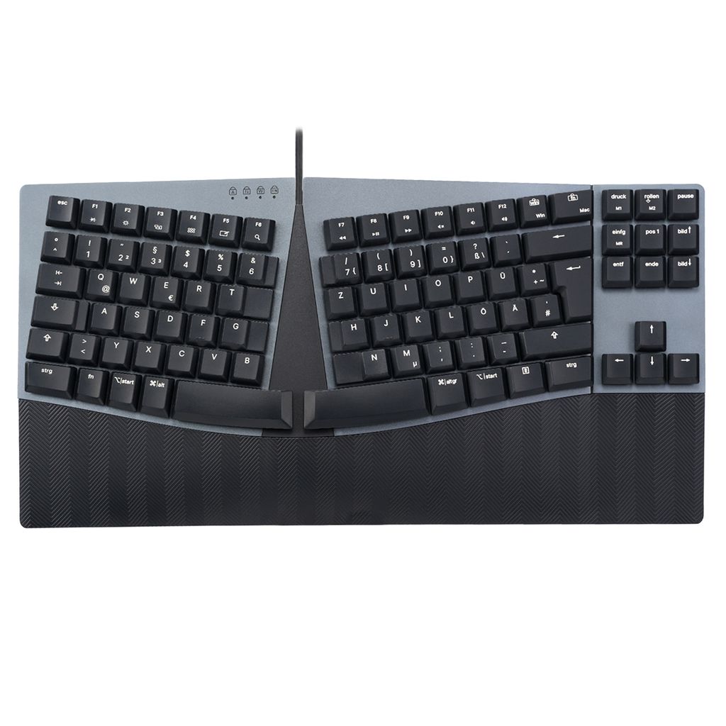 Perixx PERIBOARD-335 BL DE USB Keyboard German, QWERTZ Black Backlit, Ergonomic