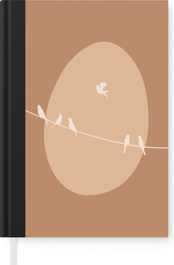 MuchoWow Notizbuch Tagebuch Haushaltsbuch Notebook A5 Pastell - Minimalismus - Vögel - Notizblock - Notizheft - Notebook - Schreibblock - Papier