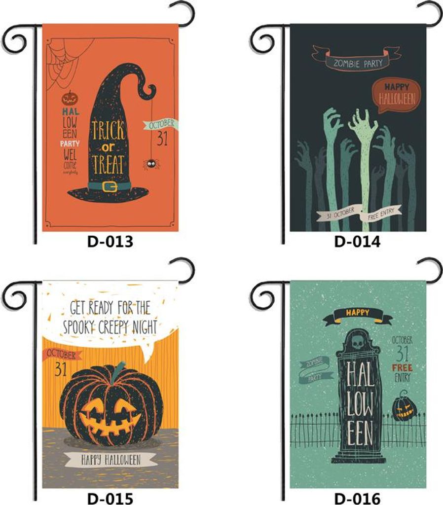 30*45cm doppelseitige Spukhaus-Dekorationen, 4 Stück Halloween-Willkommens-Gartenflaggen, Halloween-Dekorationen für den Außenbereich