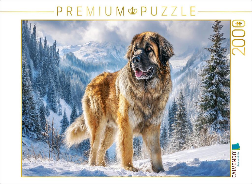 CALVENDO Puzzle Leonberger im Schnee | 2000 Teile Lege-Größe 90x67cm Foto-Puzzle für glückliche Stunden