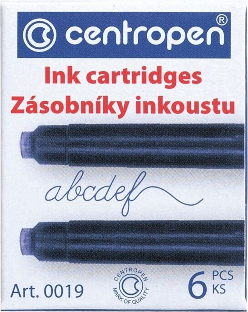 Bombička inkoustová Centropen, modrá, 6 ks