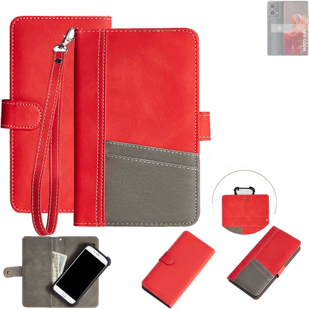 K-S-Trade Handy Schutzhülle für Motorola Moto G85 5G Hülle Portemonnee Brieftasche Klapphülle Kartenfächer Flip Wallet Case Etui