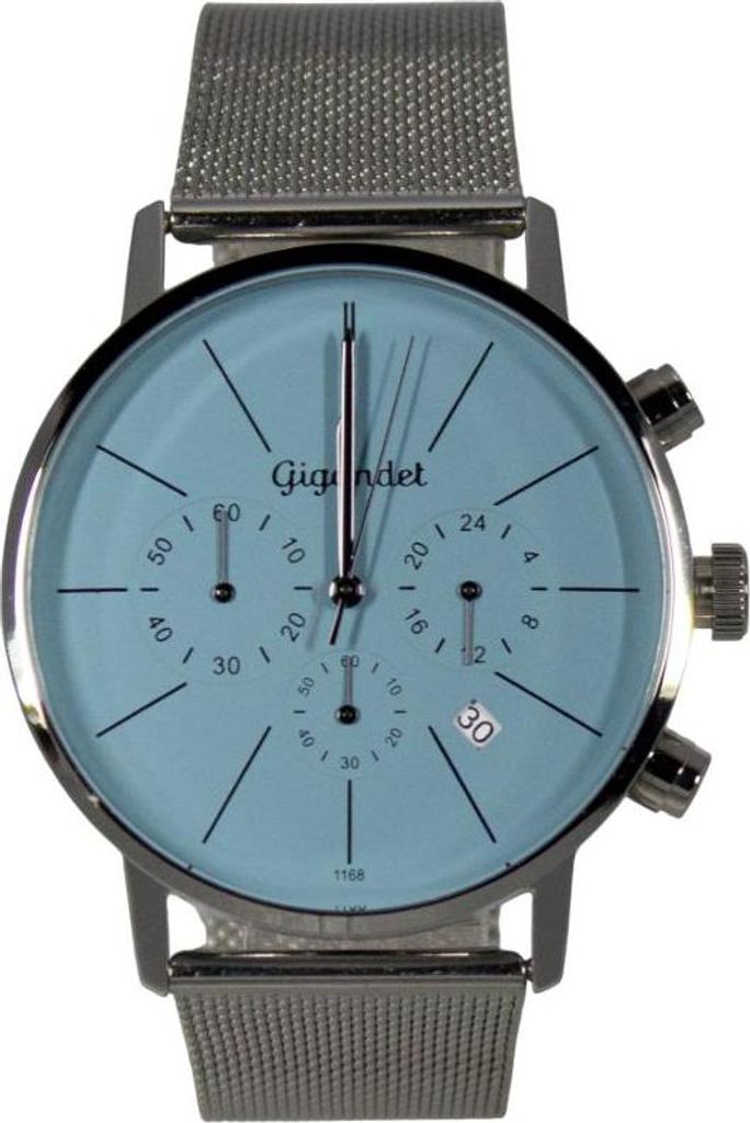 Gigandet Chronograph Armbanduhr Herren Damen Silber Blau Datum G32-012