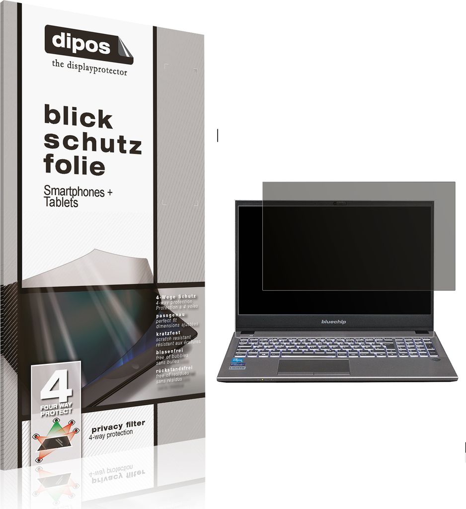 Blickschutzfolie für Bluechip Travelline L15W17 matt Schutzfolie Folie Display Schutz dipos