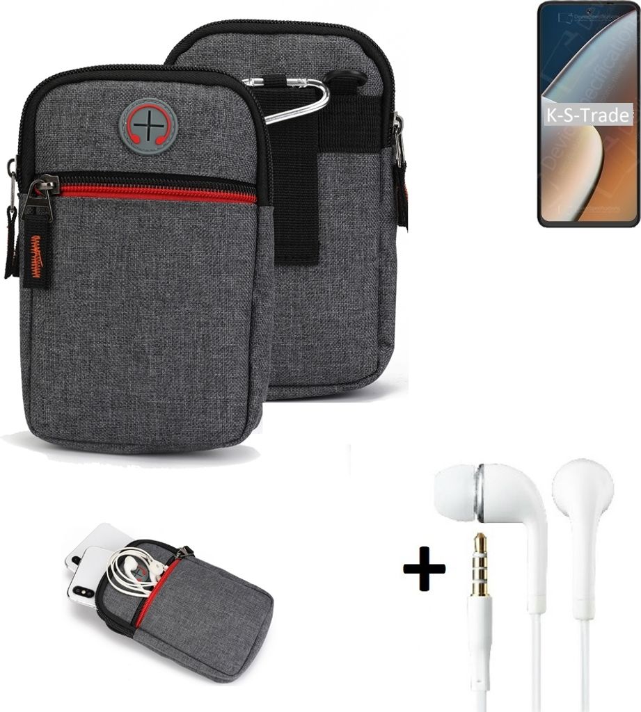 K-S-Trade Gürteltaasche + Kopfhörer kompatibel mit HiSense Infinity H60 Zoom Handy Tasche Holster Schutz Hülle Handy Hülle grau Zusatzfächer 1x