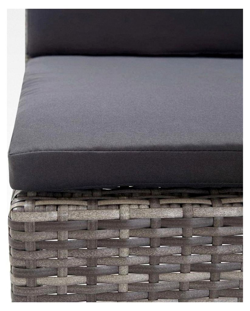 3-teiliges Gartenmöbelset mit Auflagen, Lounge-Sitzgruppe, Gartensofa, Ecksofa, Mittelsofa, Fußhocker, Poly Rattan Grau