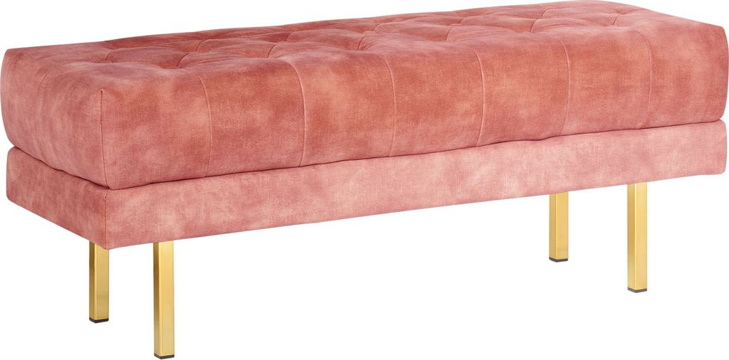 BELIANI Bettbank Rosa aus Samtstoff Gesteppt Knopfheftung 117 cm mit Goldenen Beinen Elegant Sitzbank für Schlafzimmer Flur Garderobe Wohnzimmer