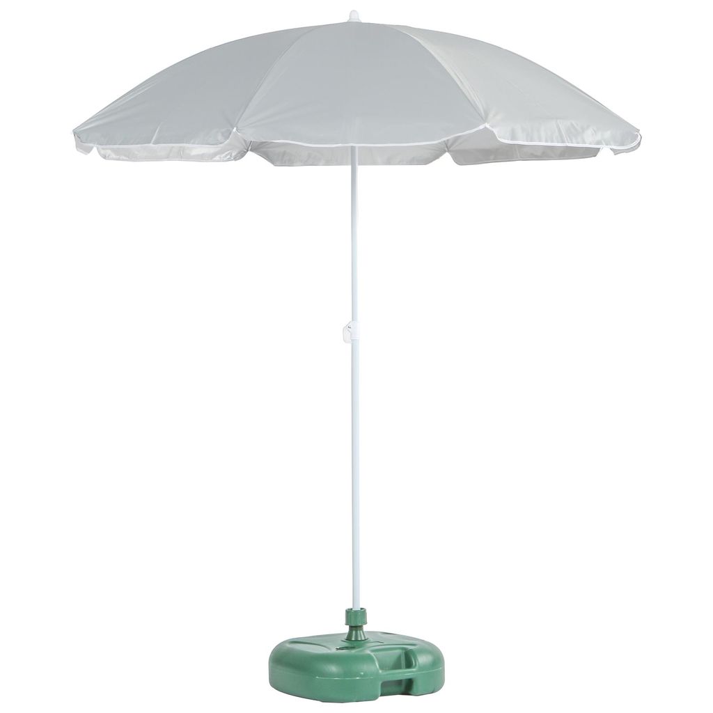 1x grau/grün 1,74 m x 1,93 m Metal Beach Parasol & Basiset - Stahlrahmen Sonnenschatten Regenschirm UPF50+ - von Harbour Housewares