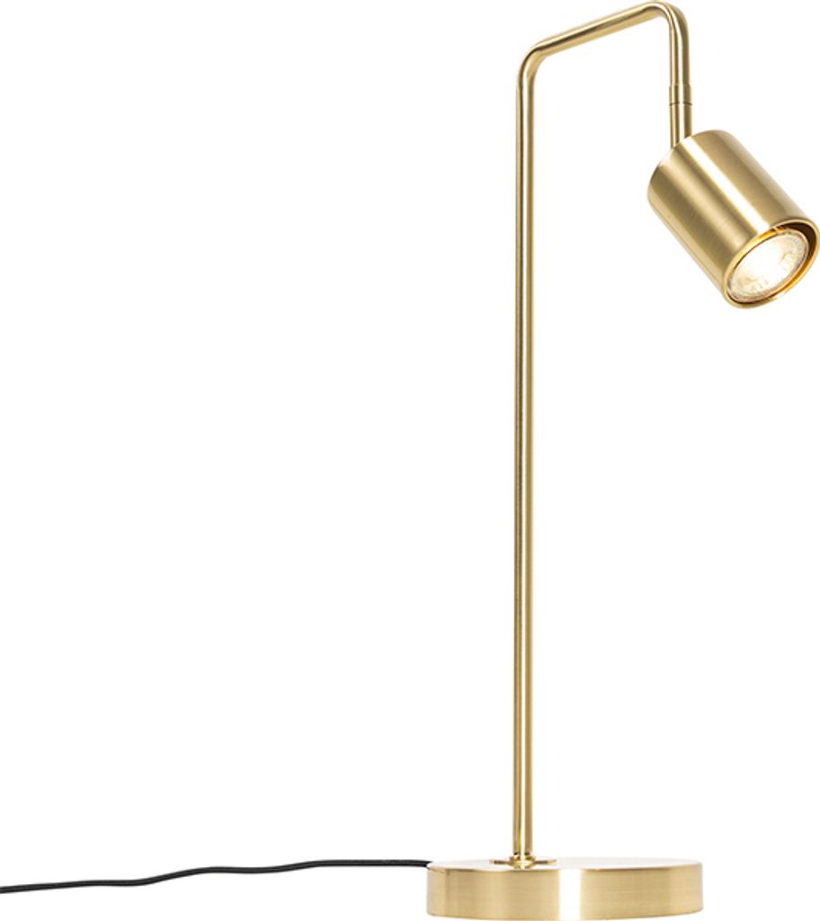 QAZQA - Moderne Tischlampe Messing verstellbar - Java I Wohnzimmer I Schlafzimmer - Stahl Länglich - LED geeignet GU10