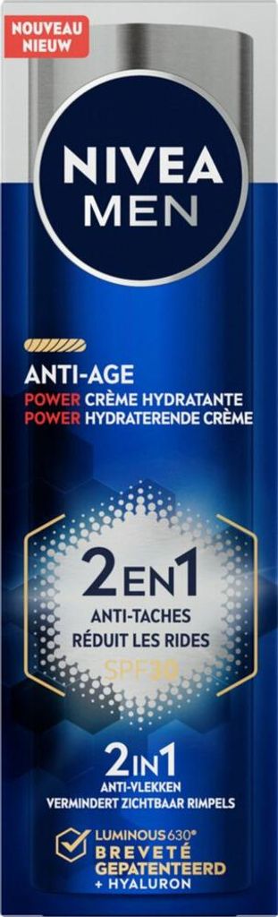 NIVEA MEN - Anti-Age 2-in-1 Power - Feuchtigkeitsspendende Gesichtscreme LSF 30 - 50 ml - 1 Stück