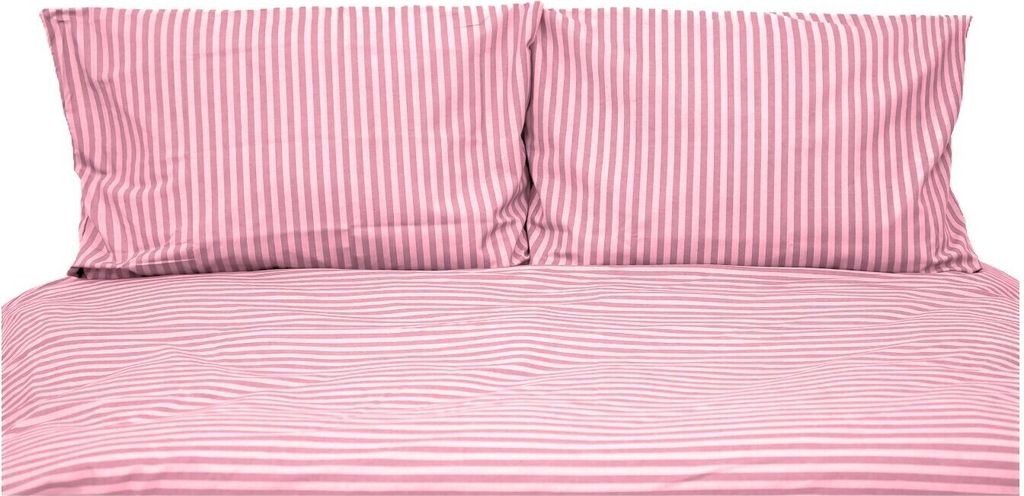 Gestreifte Bettwäsche mit Reißverschluss 220x200 cm, 2x Kissenbezug 80x80 cm Rosa