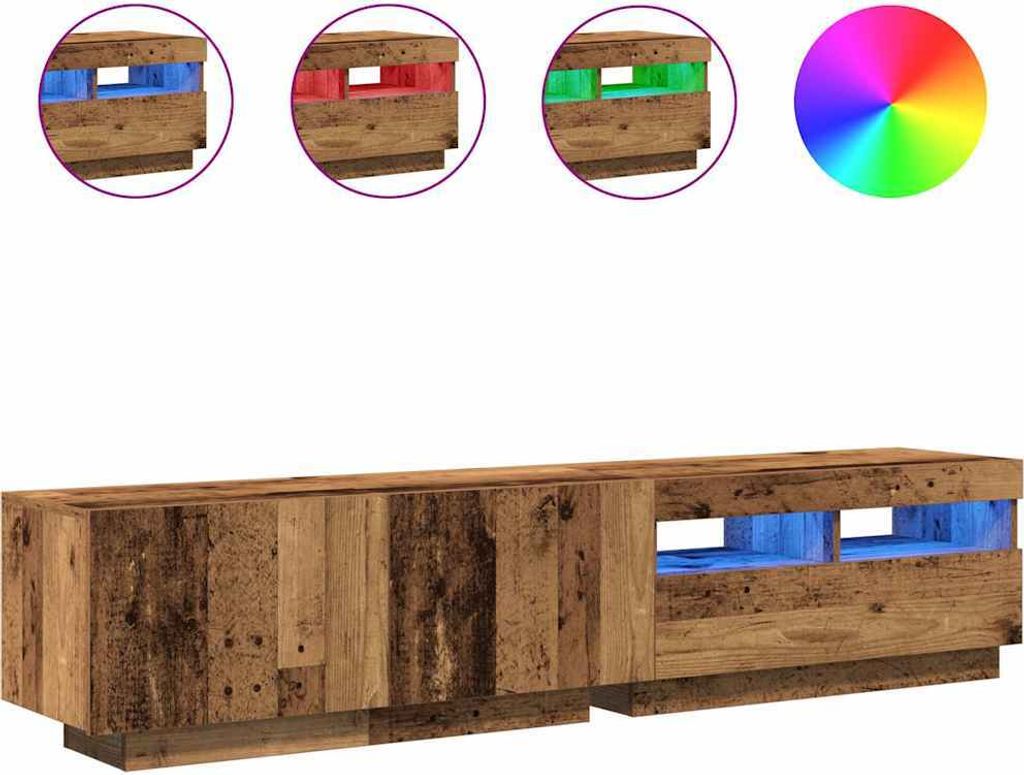 vidaXL TV-Schrank mit LED-Leuchten Altholz-Optik 180x35x40 cm
