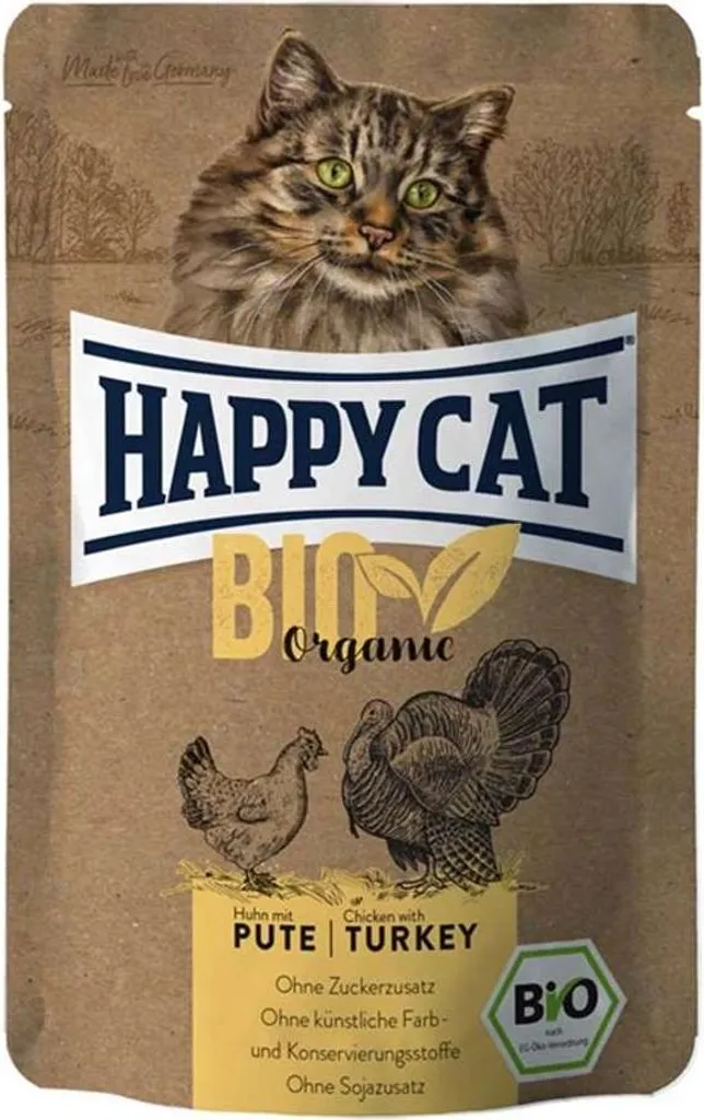 HappyCat 85gx12 Busta di pollo e tacchino biologici