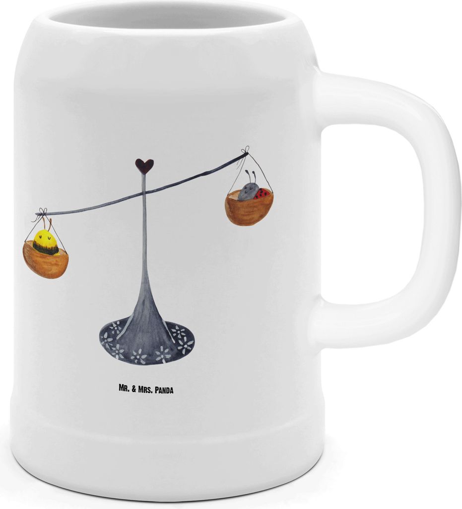 Mr. & Mrs. Panda Humpen Sternzeichen Waage - Weiß - Geschenk, Marienkäfer, Krug, Steinzeugkrug, Hummel, Steinkrug, Tonkrug, Seidel, Gleichgewicht...