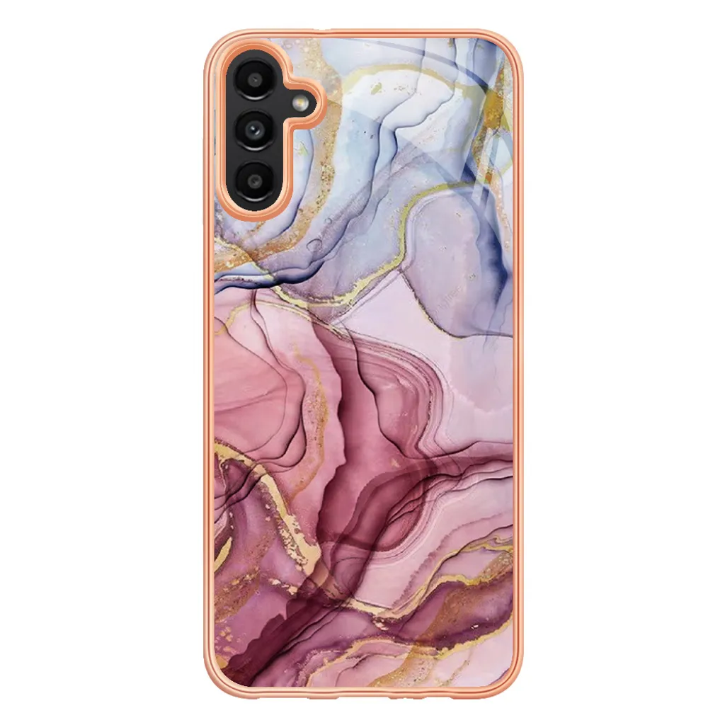 Custodia Samsung Galaxy A35 Silicone TPU Oro Rosa con Fantasia Floreale - 2