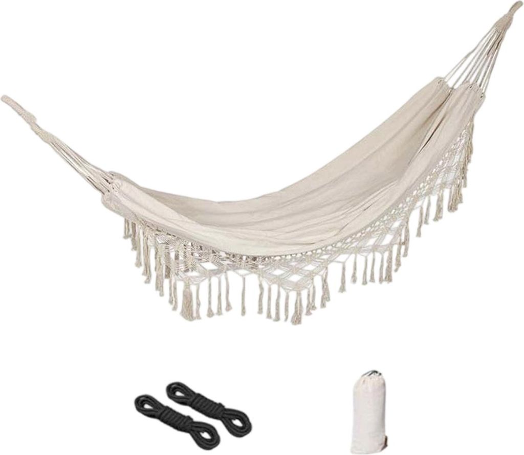 Boho-Hängematte für den Außenbereich, für 2 Personen, Tragkraft bis 204 kg, tragbar mit Tragetasche für Terrasse, Garten, Hof, Innenbereich ...