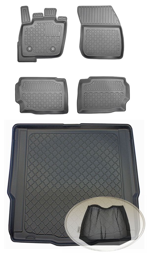 SET Kofferraumwanne Gummifußmatten für Ford Mondeo Titanium 5 Turnier Kombi 5-türer 2014- Notrad, Pannenset