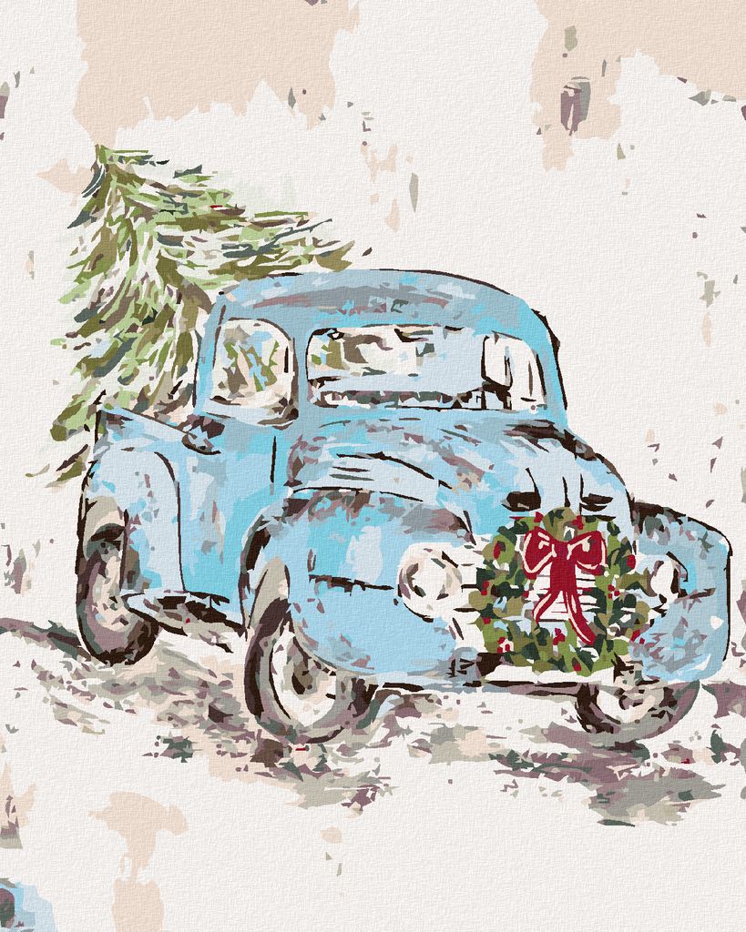 Zuty - Malen nach Zahlen - WEIHNACHTSAUTO (HALEY BUSH), 40x50 cm, mit Keilrahmen (bereits gespannt)