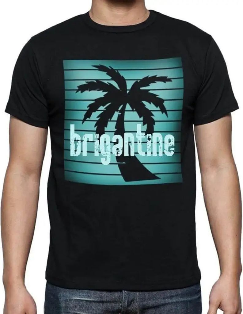 Herren Grafik T-Shirt Palme Strand Urlaub in der Brigantine – Palm, Beach, Holidays In Brigantine – Öko-Verantwortlich Vintage Jahrgang Kurzarm