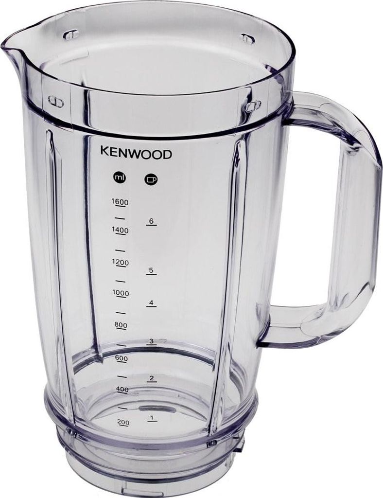 A clear, studio shot of a blender jug.
