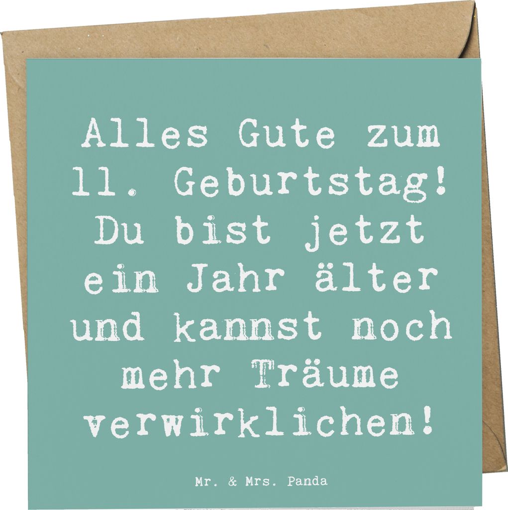 Mr. & Mrs. Panda Glückwunschkarte Spruch 11. Geburtstag - Meeresbrise - Geschenk, persönlich, doppelkarte, Kreativität, Happy Birthday, anlasska...