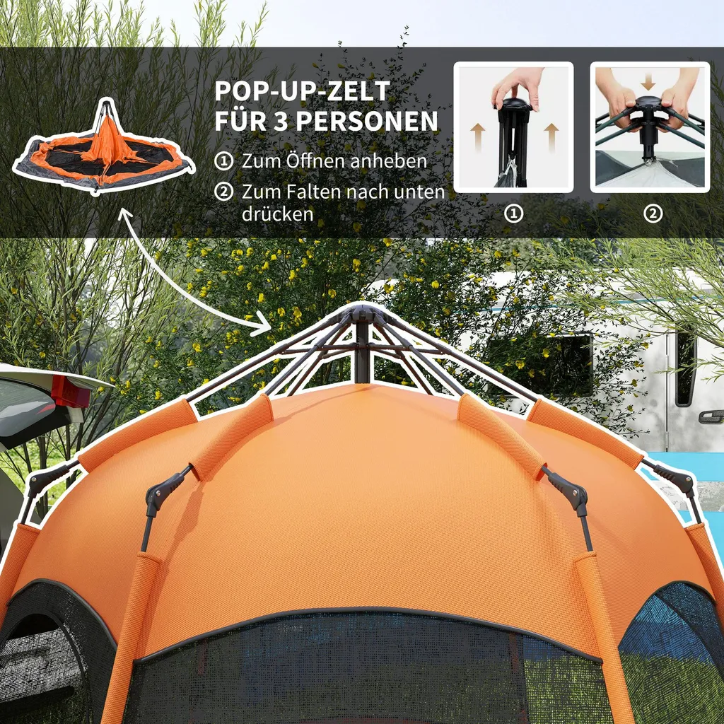 Tente de camping familiale 6 places imperméable avec montage rapide - 6