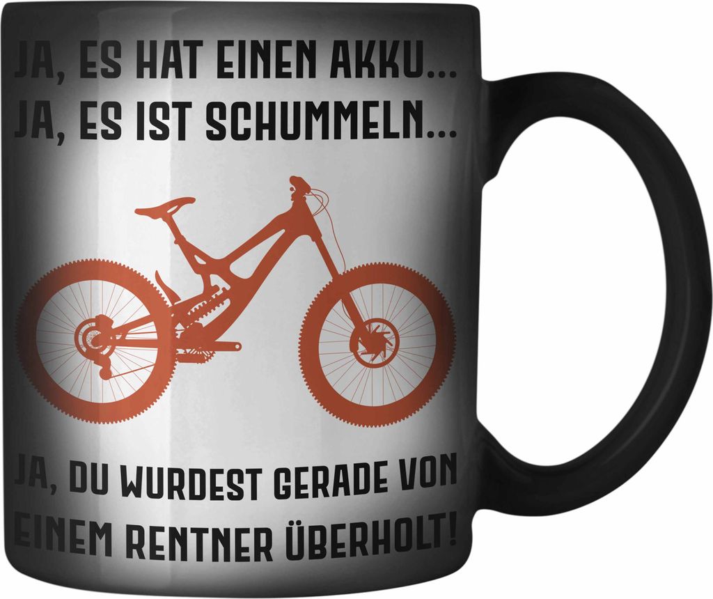 Trendation - Elektrofahrrad E-Bike Farbwechsel Zauber-Tasse mit Spruch Geschenk Ebike Lustige Geschenke Karabiner Farbwechsel Zauber-Tasse Edelstah...
