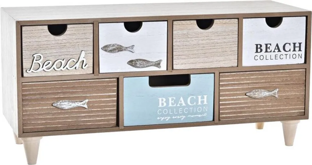 Grand coffret à bijoux en bois brun et turquoise DKD Home Decor 40 cm