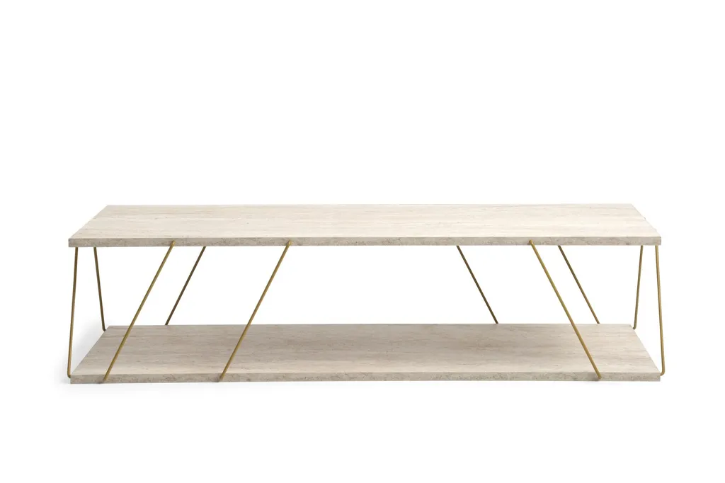 Tavolino Glamour Labranda Skye Decor - Effetto Marmo Nero Oro 120cm - 3