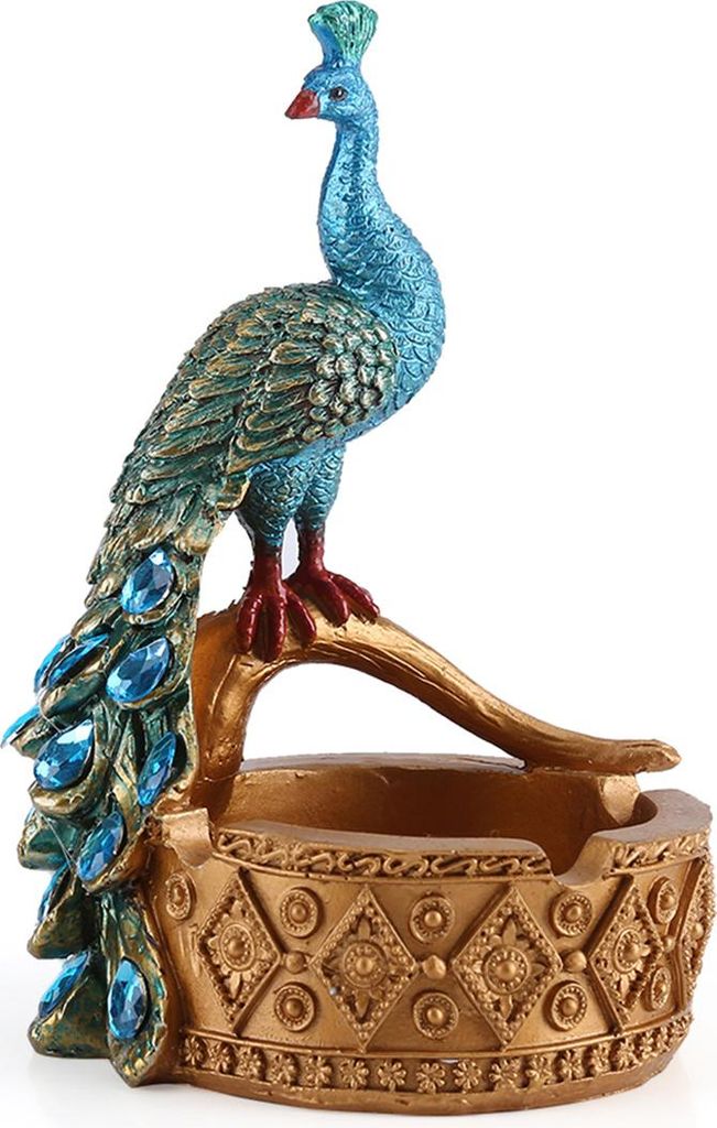 Kreative Handarbeit Pfau Modellierung Harz Aschenbecher Sukkulenten Pflanzen Topf Home Office Decor Blau