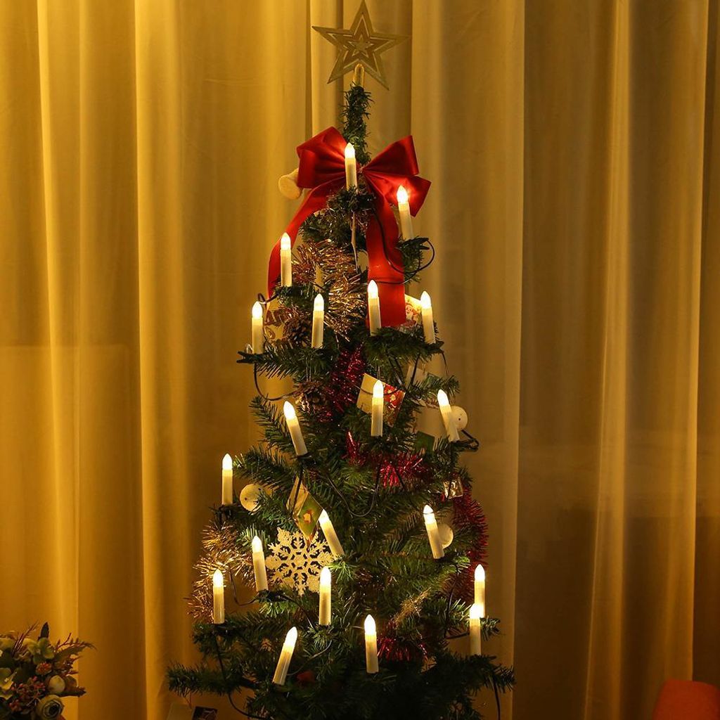 USB-LED-Kerzenlampe Warmweiße LED-flammenlose Weihnachtskerzen-Lichterkette mit Baumklammern Dekoration für Feiertagsfeiern