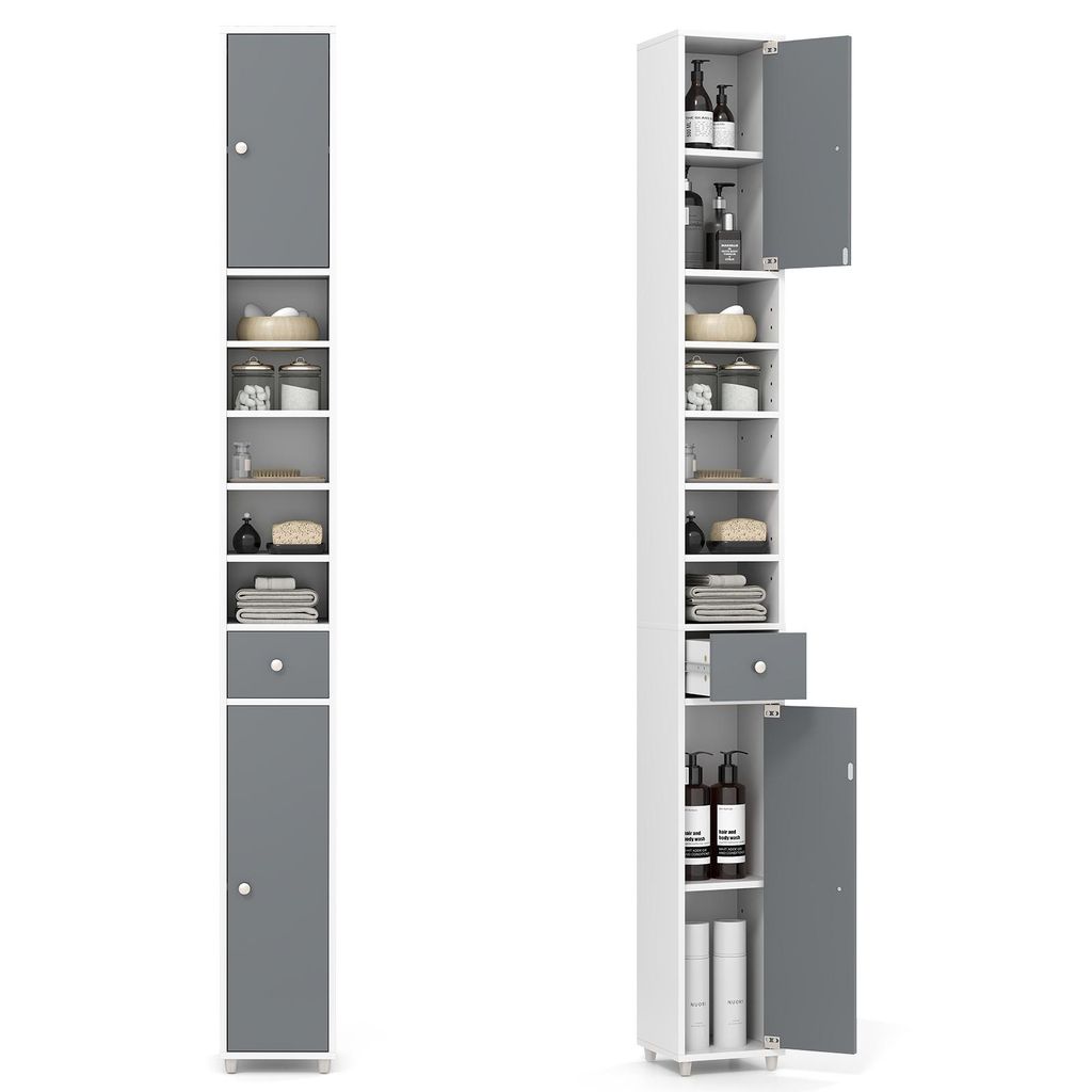 COSTWAY Mobile da bagno, mobile alto, mobile da bagno con 2 Immagine del prodotto 