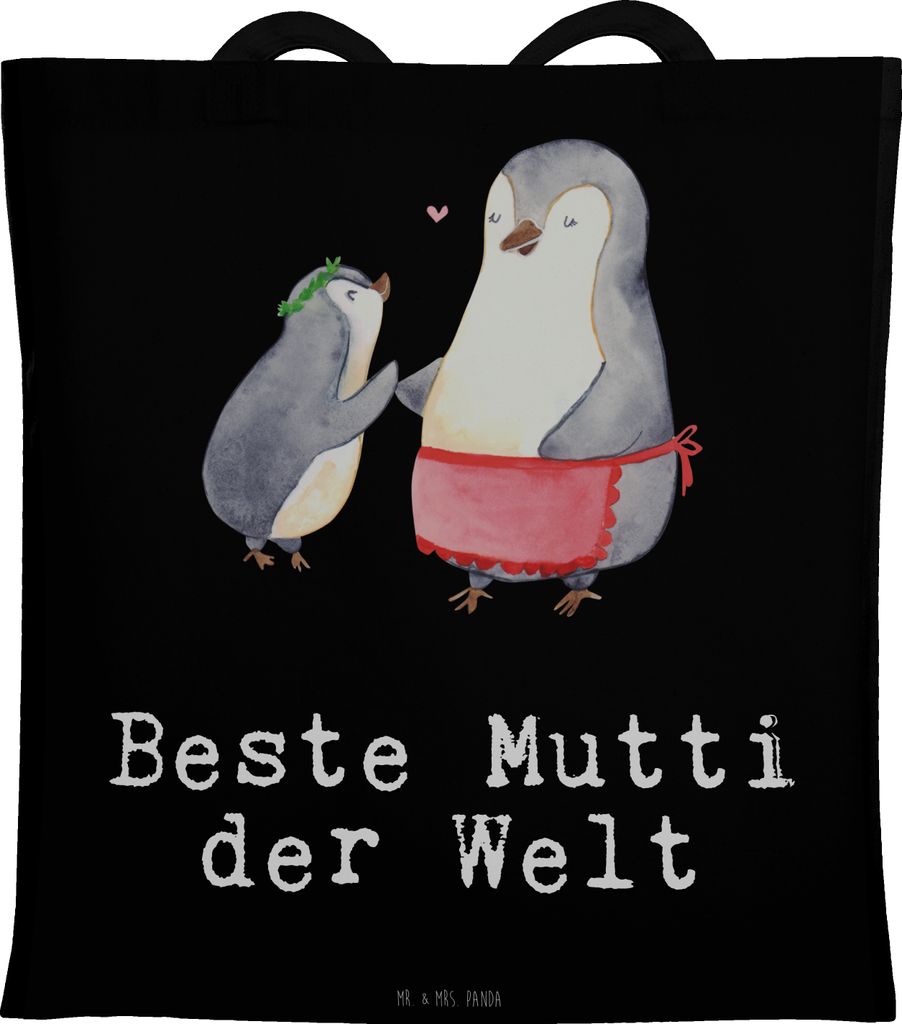 Mr. & Mrs. Panda campus tasche Pinguin Beste Mutti der Welt - Schwarz - Geschenk, Ma, dokumententasche, Dankeschön, Muttertag, Schultasche, Danke,...