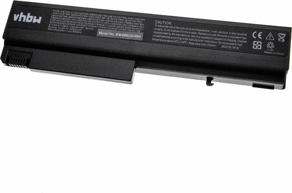 vhbw Akku Ersatz für HP CompaQ 367457-001, 365750-004, 365750-003, 365750-001, 382553-001, 372772-001 für Notebook (5200 mAh, 10,8 V, Li-Ion)