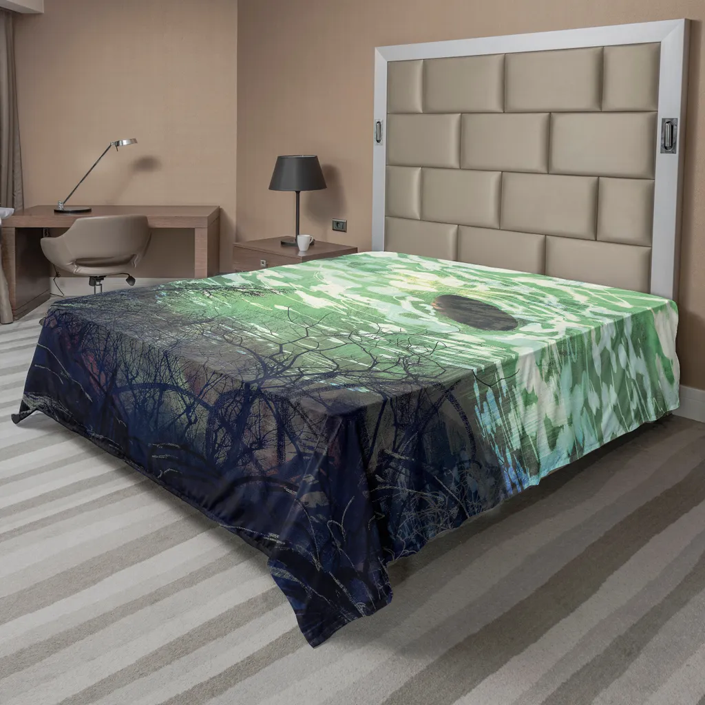 Drap de Lit 275x260 Anti-Plis et Doux : Motif Fantaisie Vert Durable