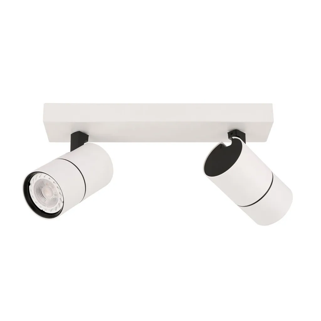 Plafonnier moderne double spot LACONI en métal blanc et noir Italux