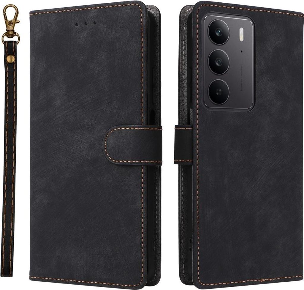 Realme 14x 5G / C75 Hülle - Coverup Klapphülle mit Schlüsselband - Schwarz