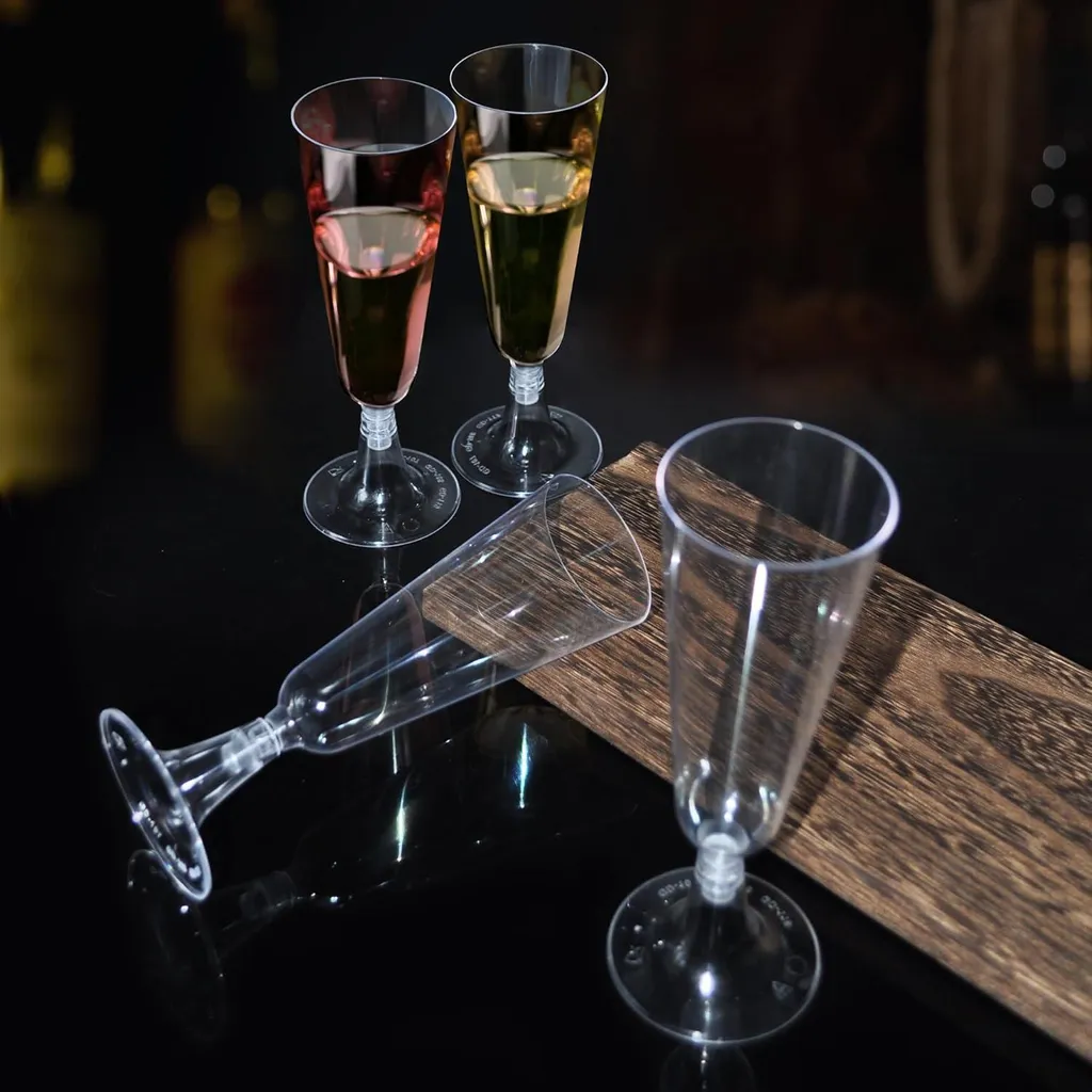 25 Bicchieri Champagne Plastica 160ml - Ideali Matrimoni e Compleanni - 4