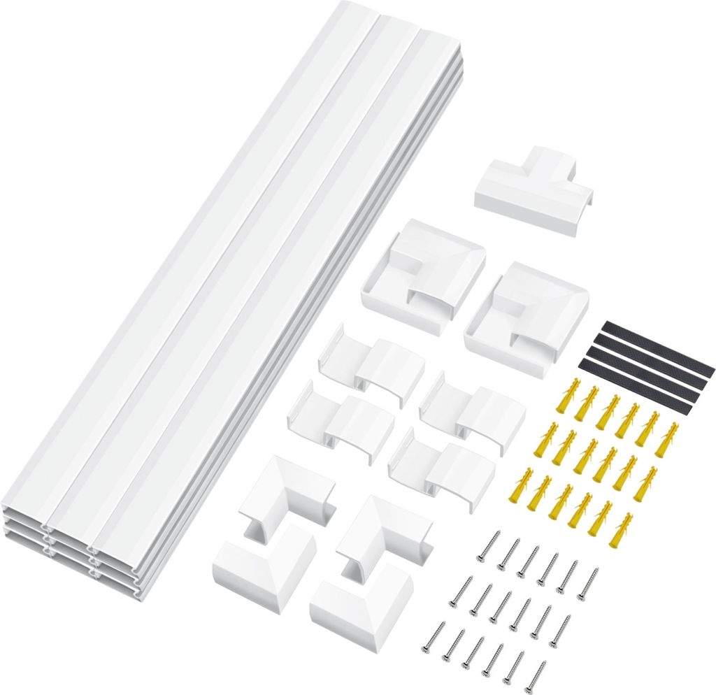 LogiLink Kabelkanal-Set für Wandinstallation weiß 67-teilig aus Kunststoff