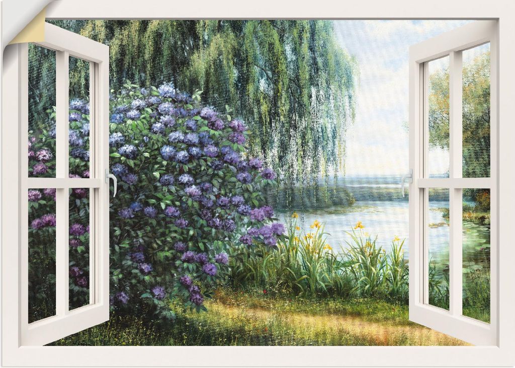 ARTland Wandbild, selbstklebend Hortensien am See Größe: 100x70 cm