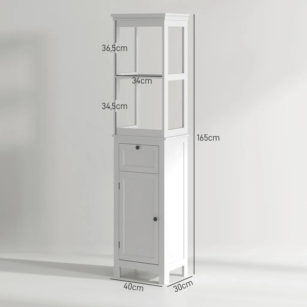 Armoire de rangement salle de bains blanche compacte à double étagère